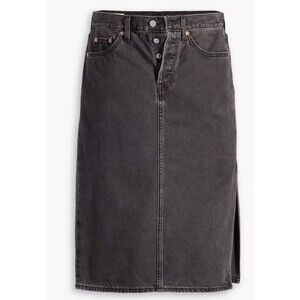 Levi's - Premium High Rise - Deconstructed Midi Skirt -Raw Hem - Black S30 - NWT